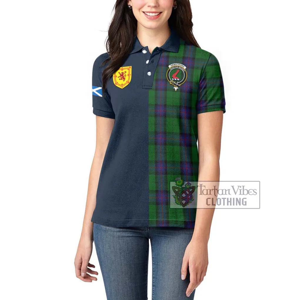 Armstrong Tartan Women's Polo Shirt Alba with Scottish Lion Royal Arm Half Style