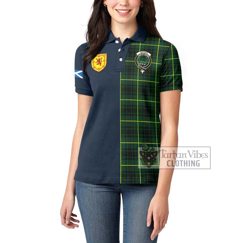 Arthur Modern Tartan Women's Polo Shirt Alba with Scottish Lion Royal Arm Half Style