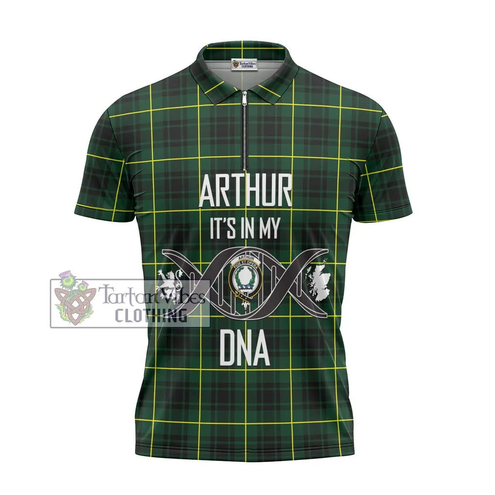 Arthur Modern Tartan Zipper Polo Shirt with Family Crest DNA In Me Style