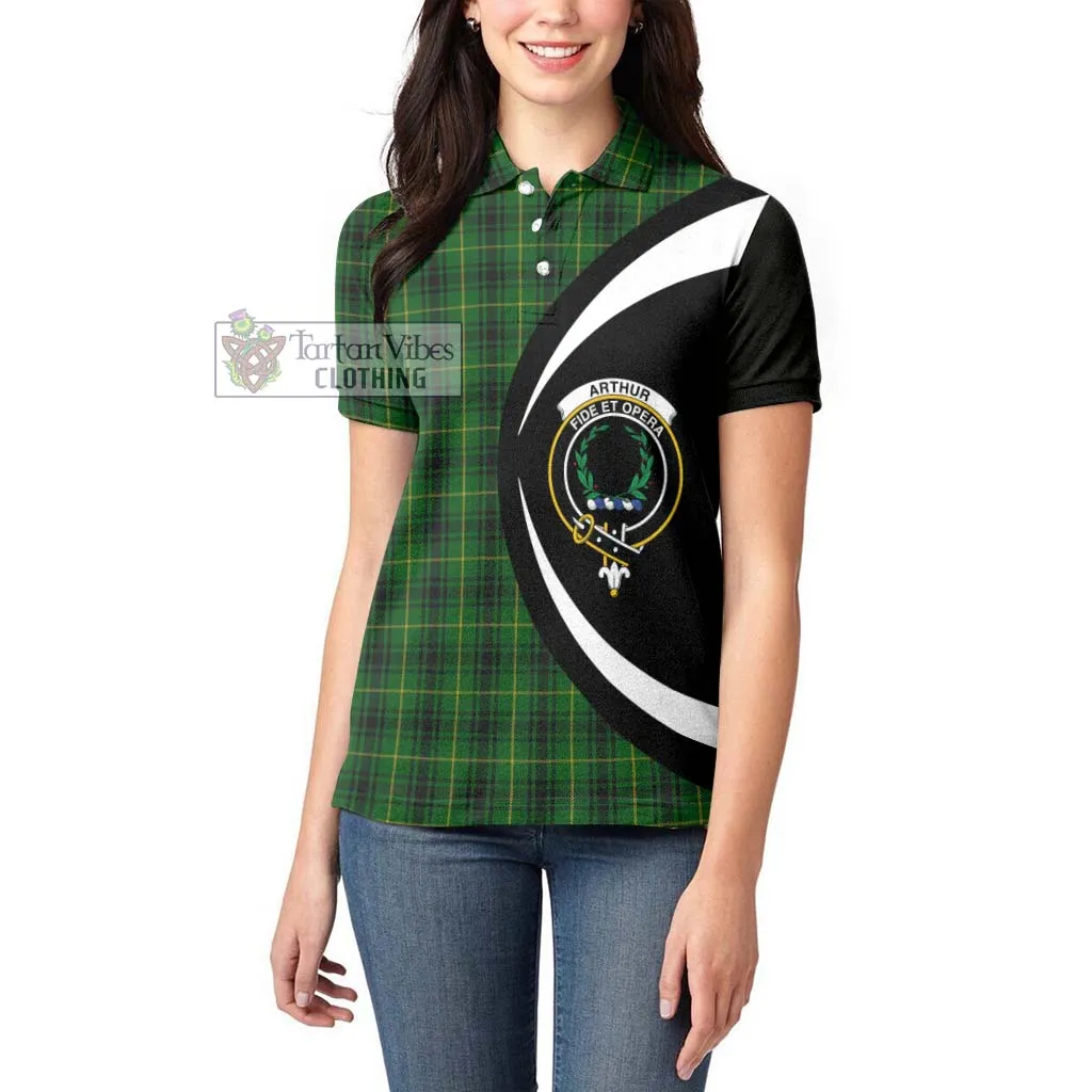 Arthur Tartan Women's Polo Shirt with Family Crest Circle Style