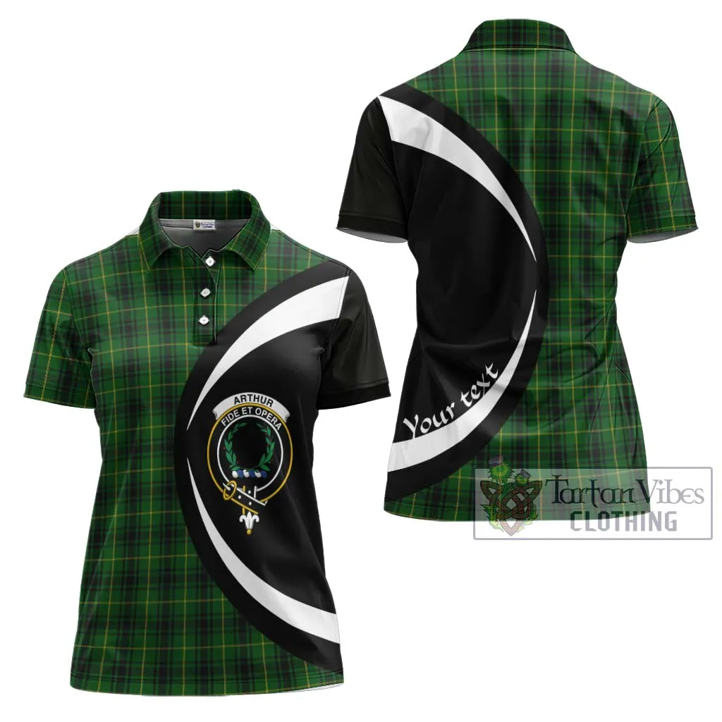 Arthur Tartan Women's Polo Shirt with Family Crest Circle Style