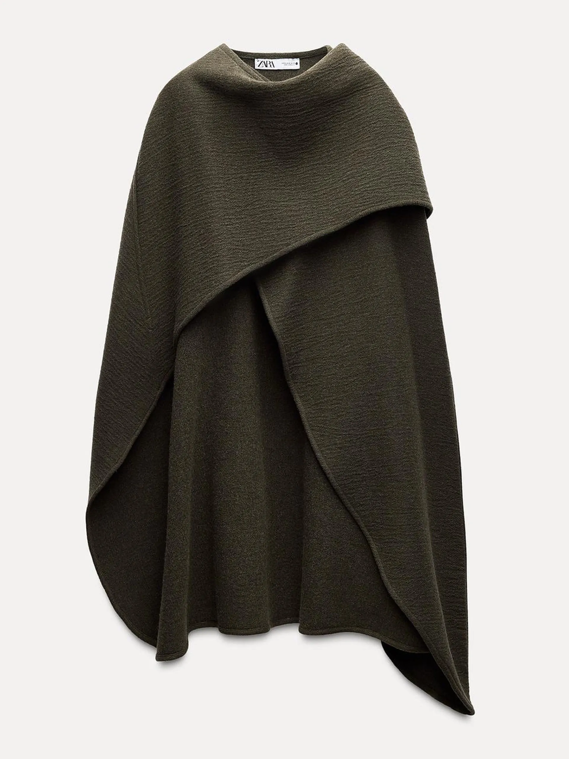 Asymmetric wool blend cape