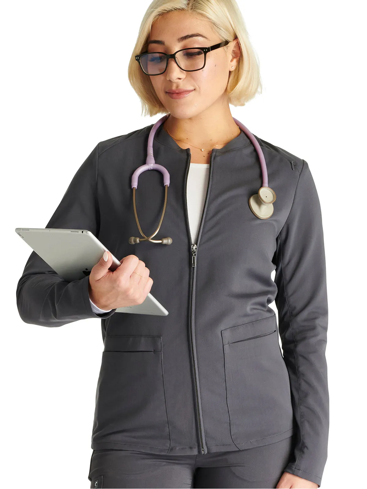 Atmos - Women's 2 Pocket Zip Front Scrub Jacket