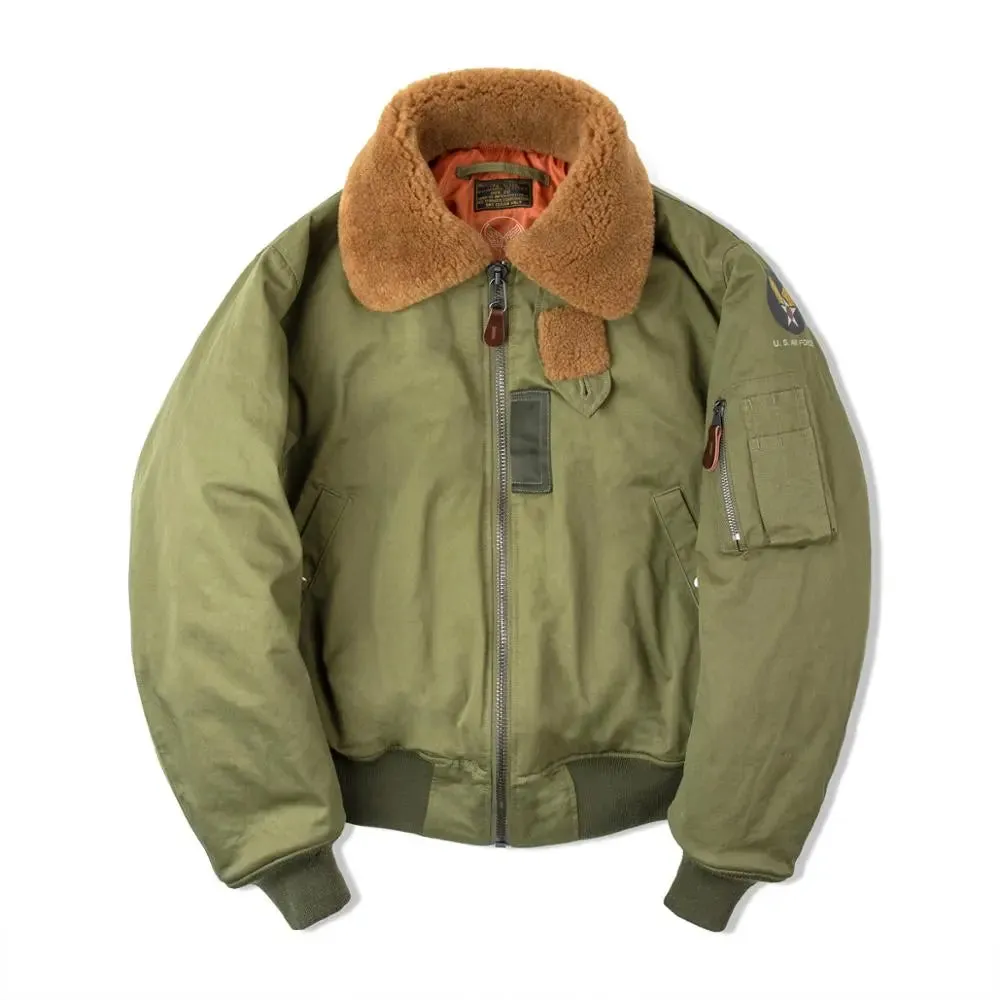 B-15 Flying Jacket with Fur Collar - Men's Cotton Flight Coat