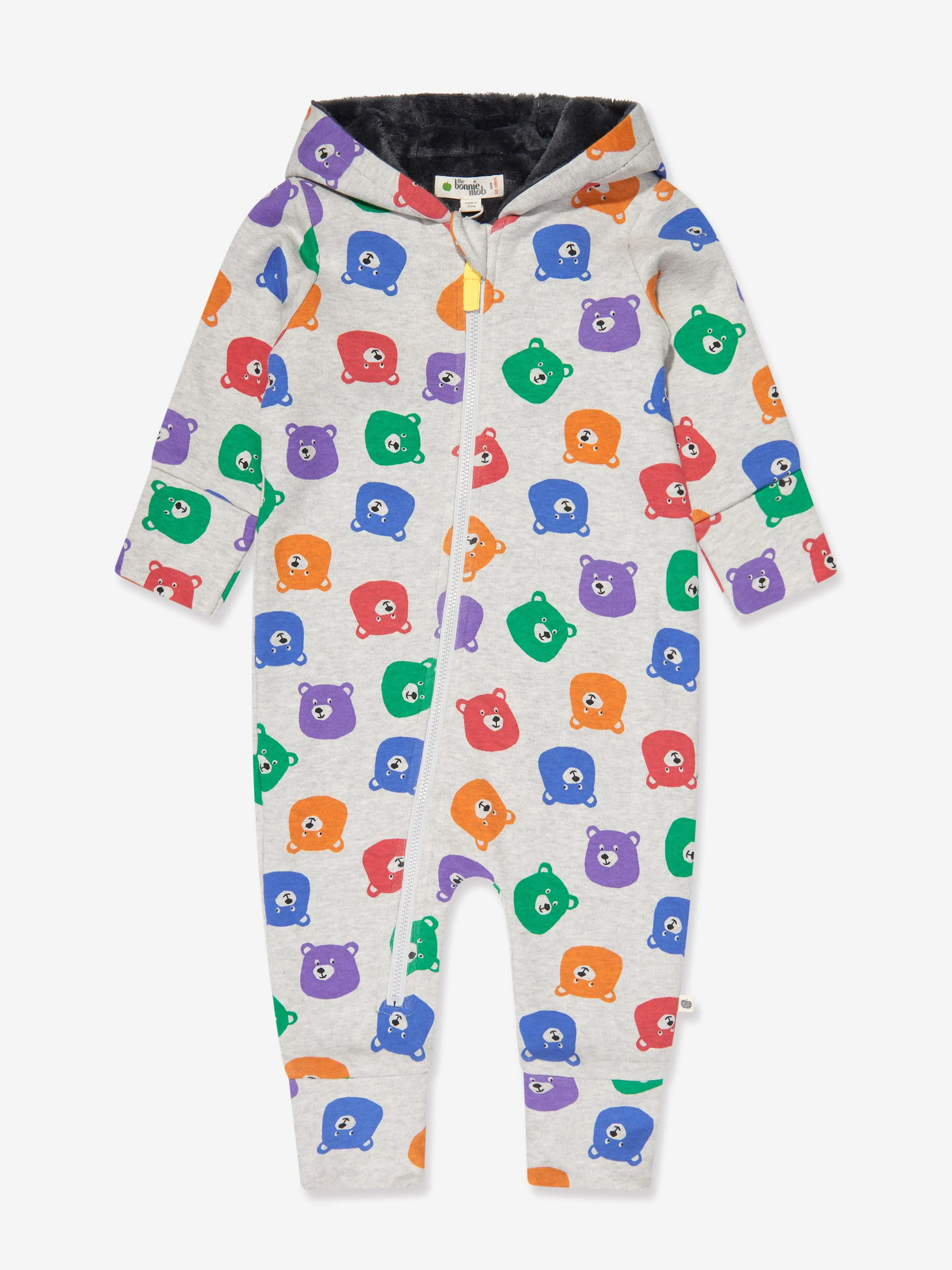 Baby Bears Faux Fur Lined Onesie in Multicolour