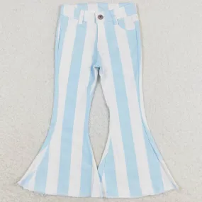 Baby Girls Jeans Blue Stripes Bell Flare Denim Pants P0469