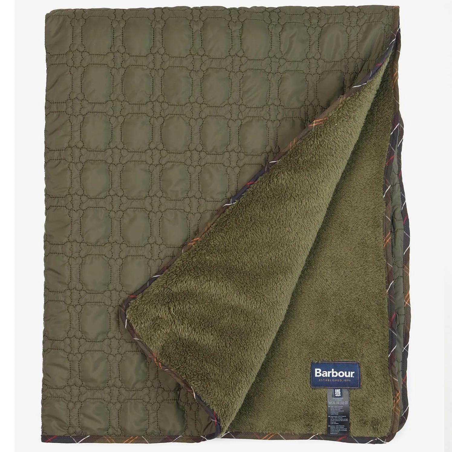 Barbour Dog Bone Quilted Blanket in Dark Olive