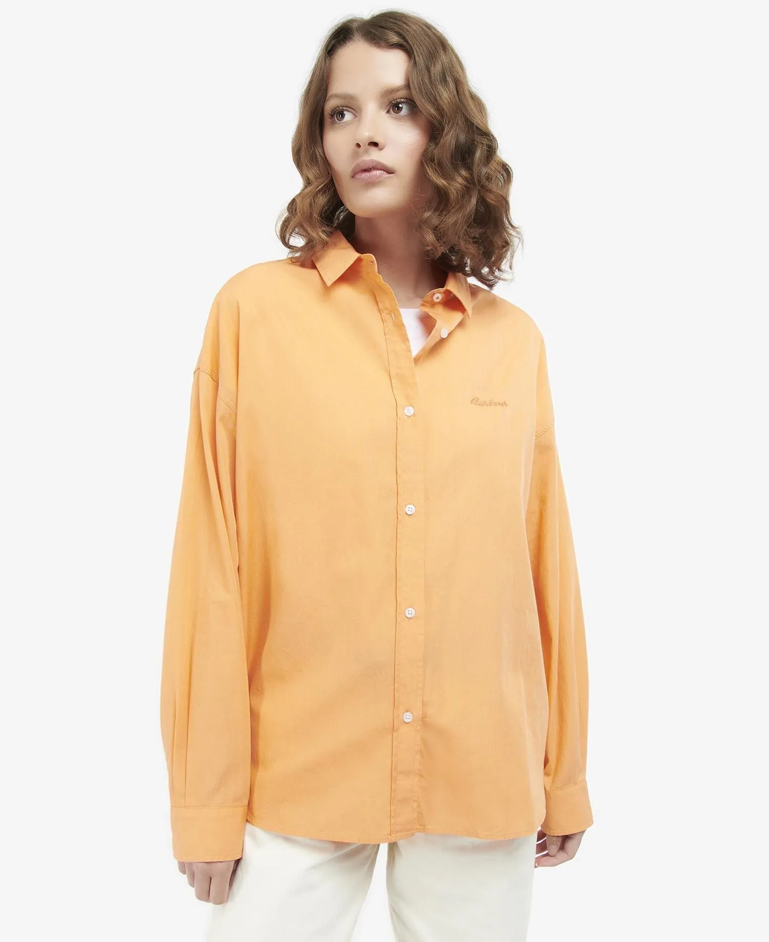 Barbour Kenmore Shirt in Papaya Orange LSH1524