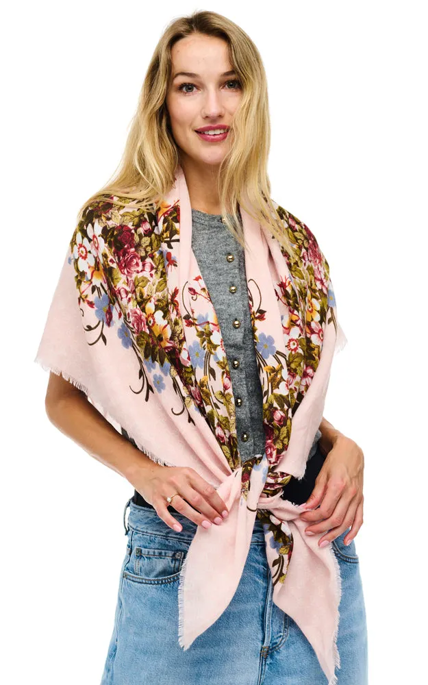 BASC3518 FLORAL PATTERN SOFT SQUARE SCARF