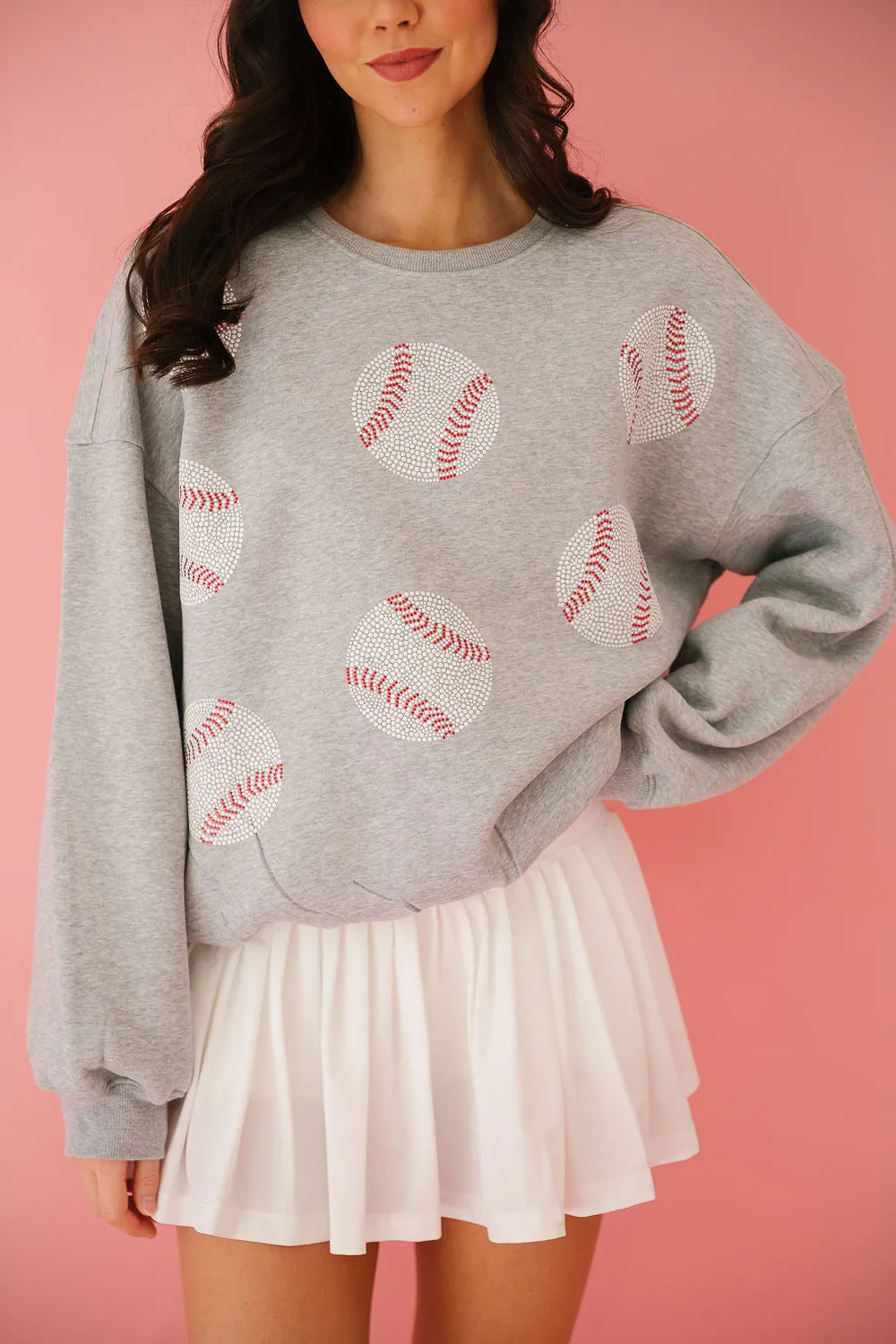 BASEBALL PATCH GREY PULLOVER