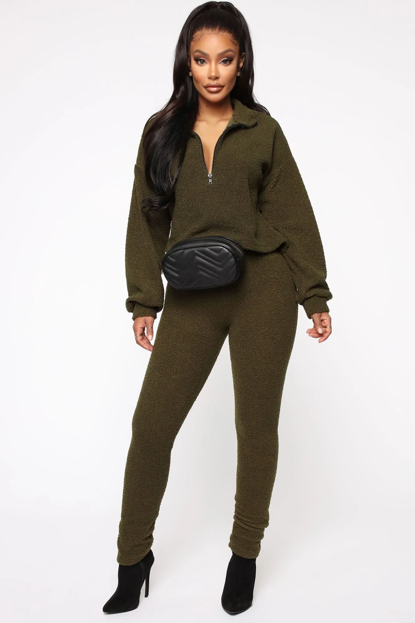 Beary Cute Sherpa Set - Olive