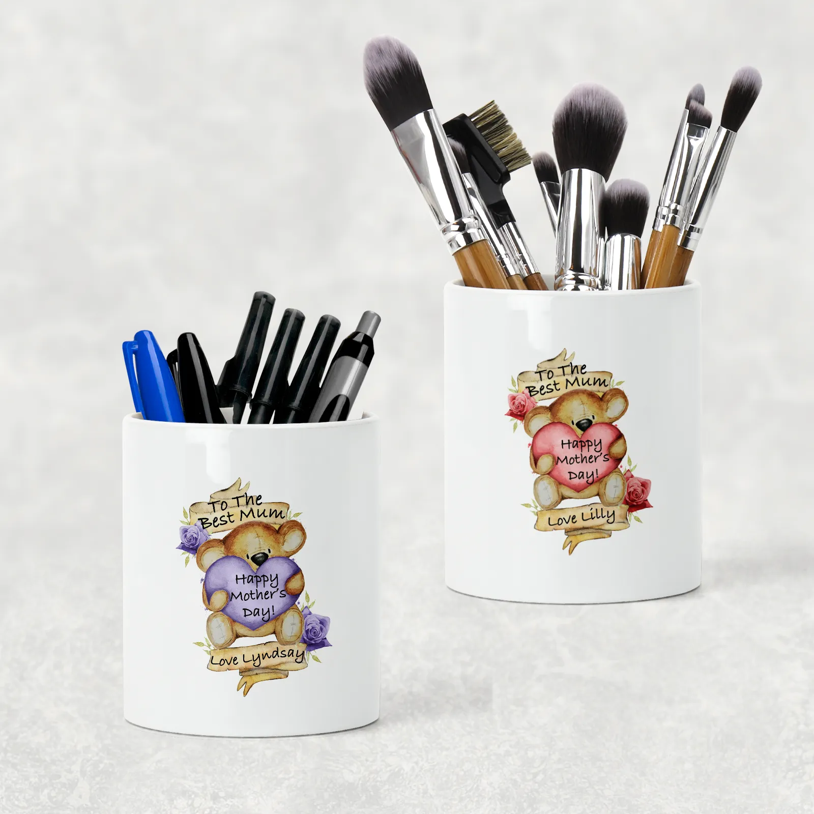 Best Mum Teddy Mother's Day Pencil Caddy / Make Up Brush Holder