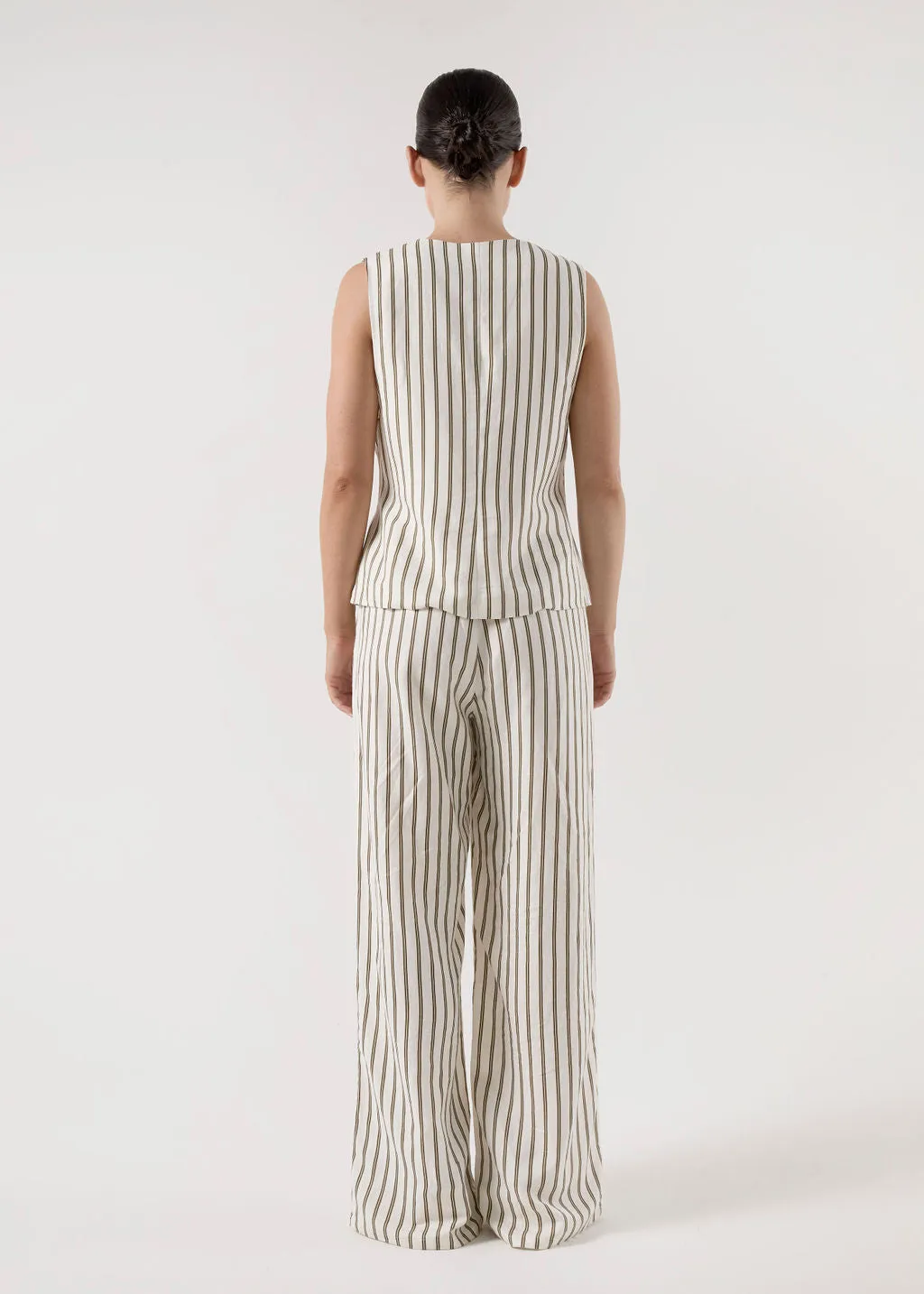 BISK THE LABEL ISABEL STRIPE LINEN BLEND VEST