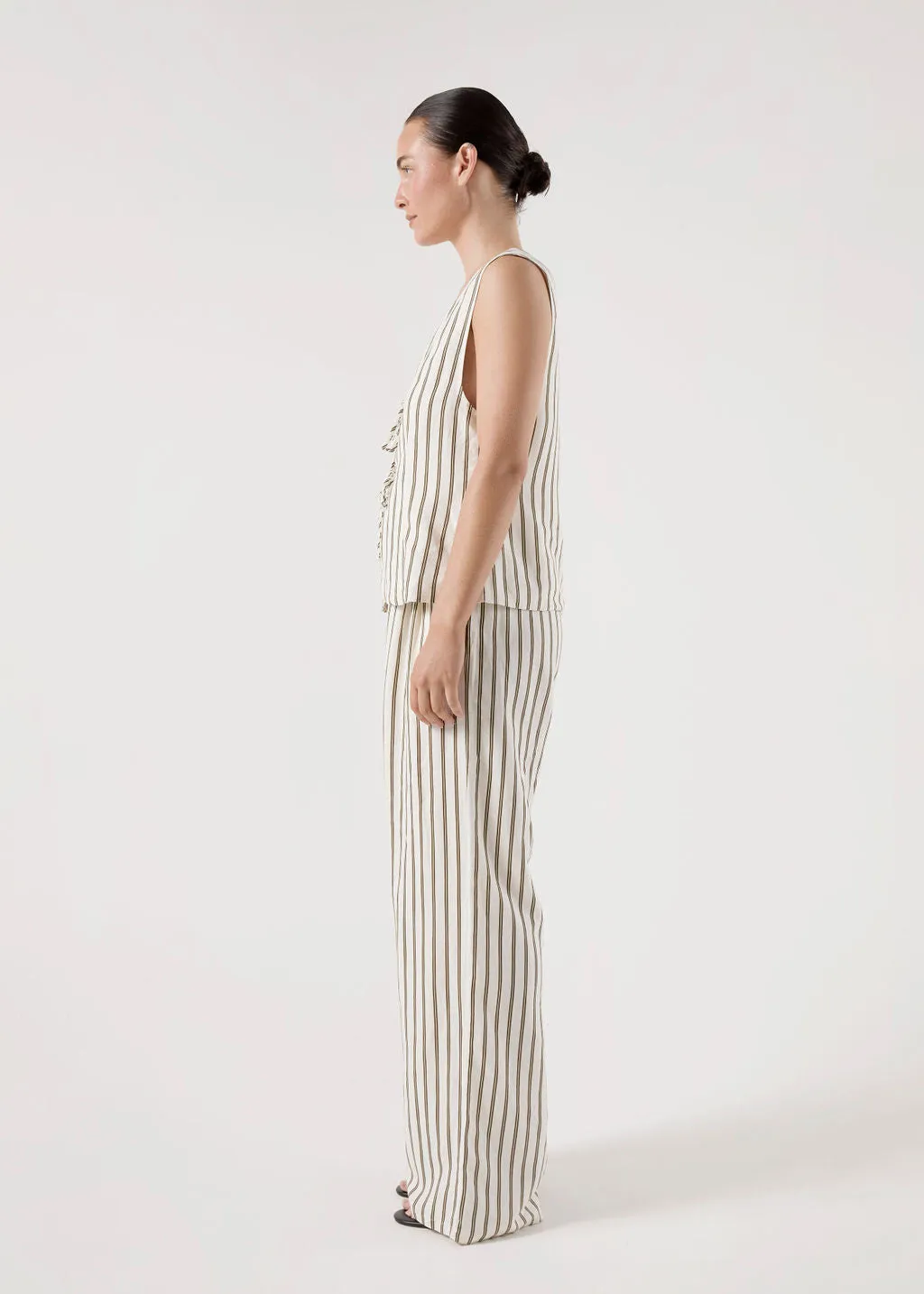 BISK THE LABEL ISABEL STRIPE LINEN BLEND VEST