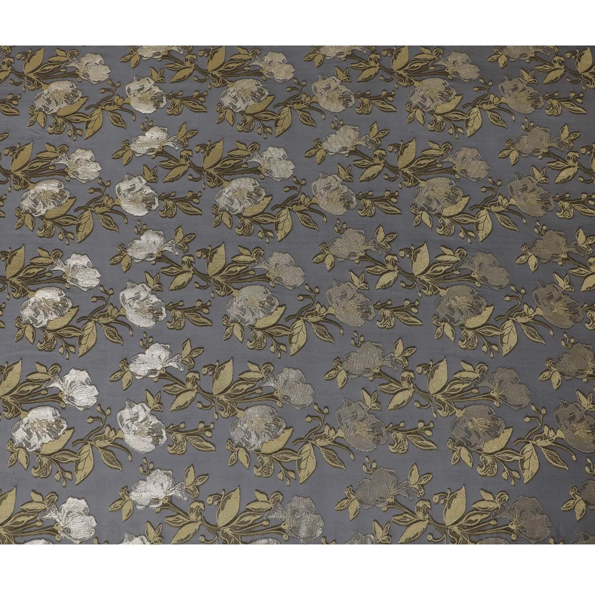 Black Premium pure French (Fransawi) silk chiffon fabric with gold viscose having metallic lurex in floral design-D15635