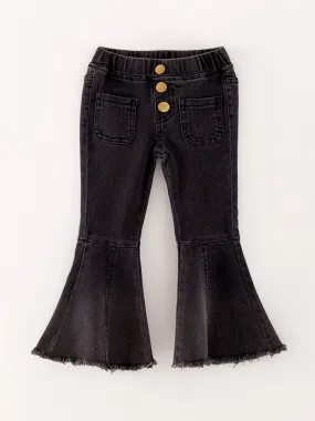 Black Tight Bell-bottoms Denim Jeans Pants