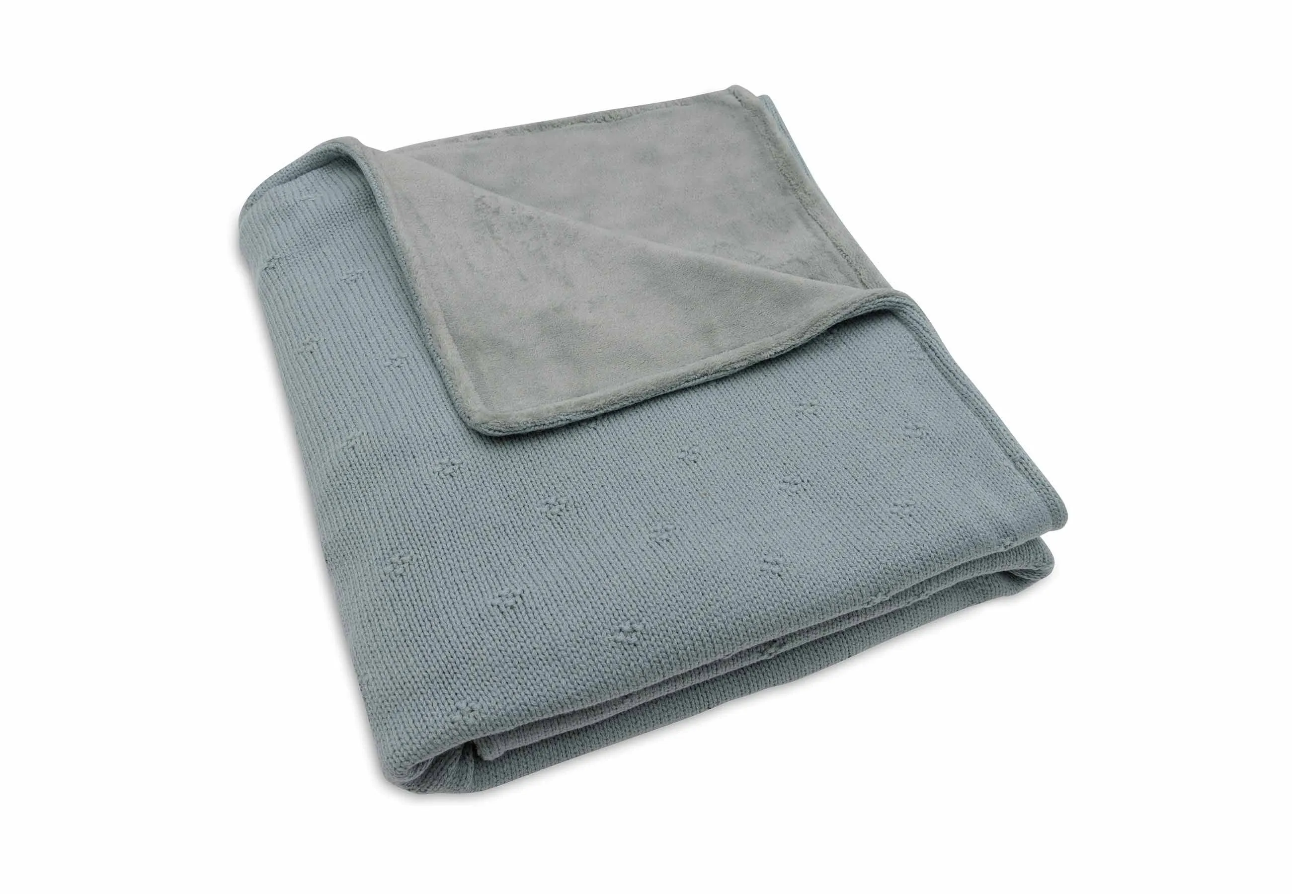 Blanket Cot 100x150cm Cosy Knit - Sea Green/Velvet