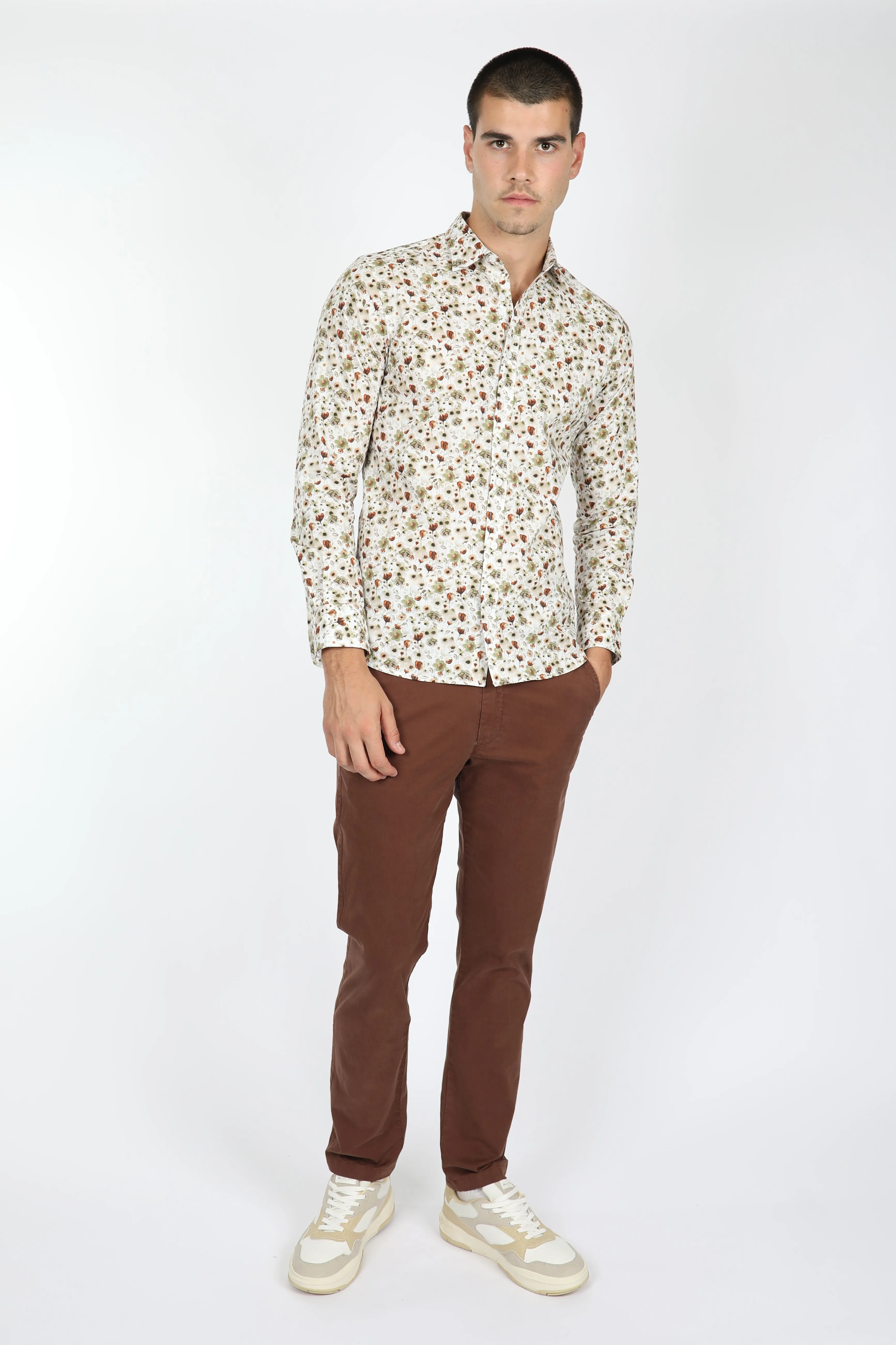 Blooms Pebble Peached Cotton Poplin Shirt