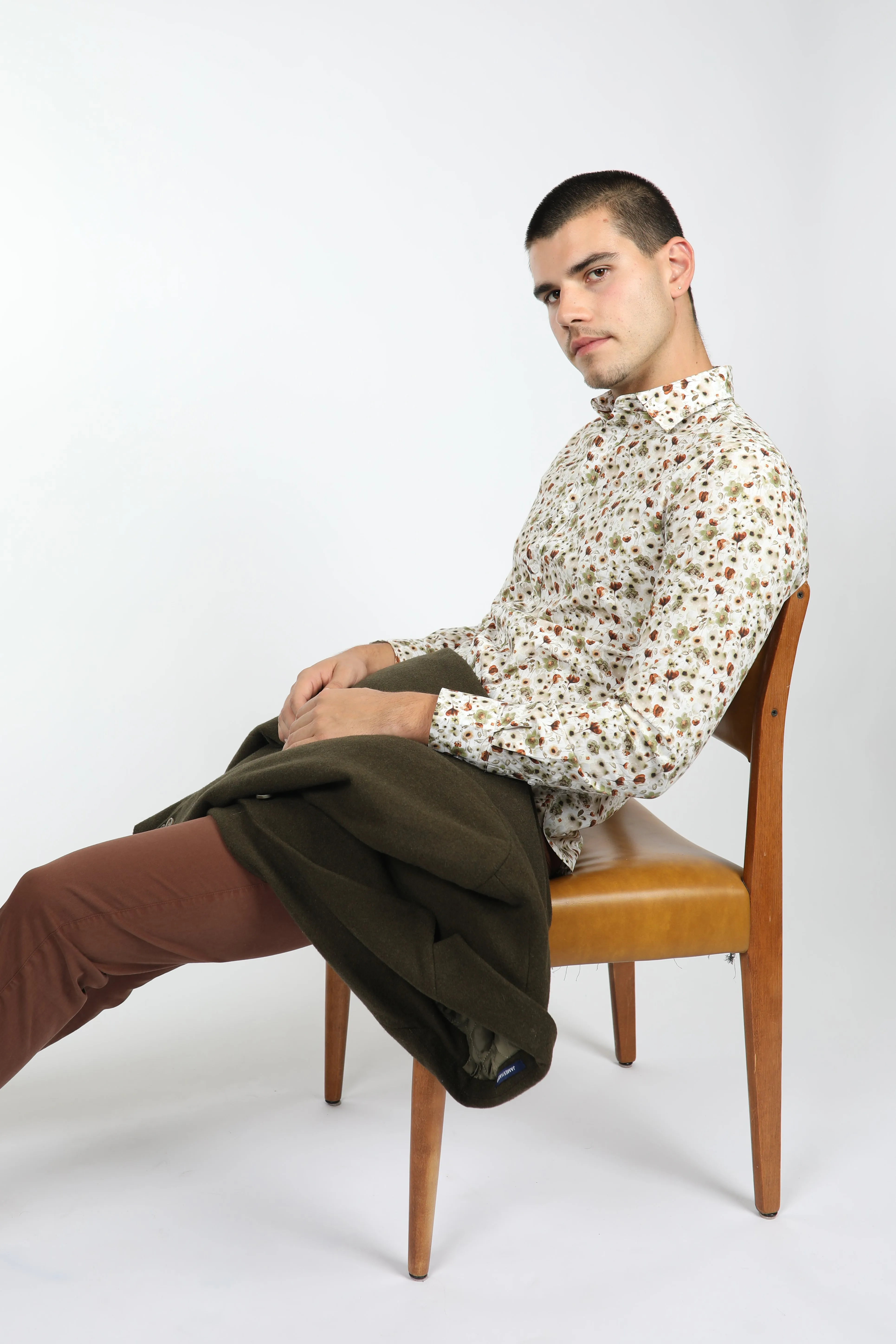 Blooms Pebble Peached Cotton Poplin Shirt