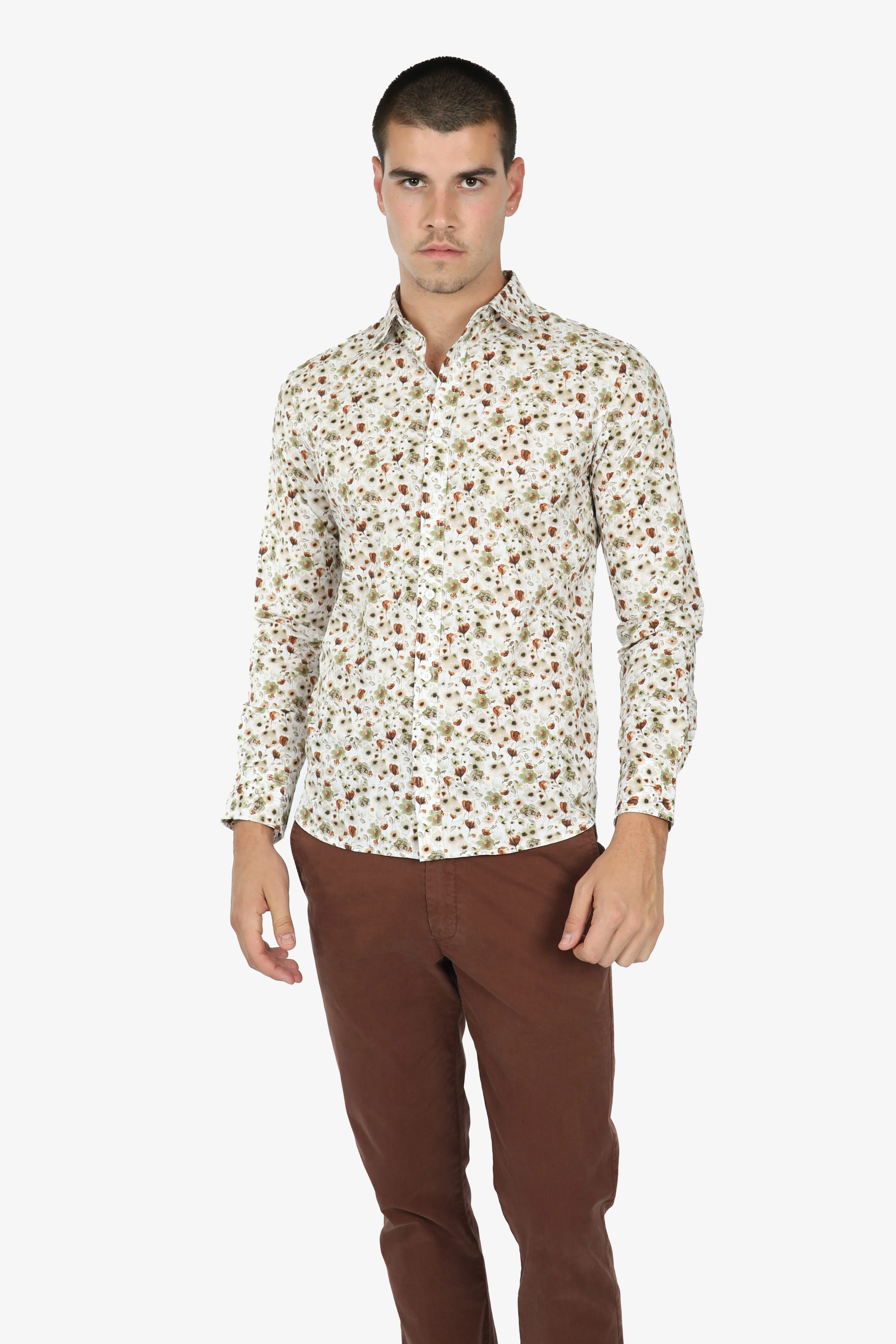 Blooms Pebble Peached Cotton Poplin Shirt