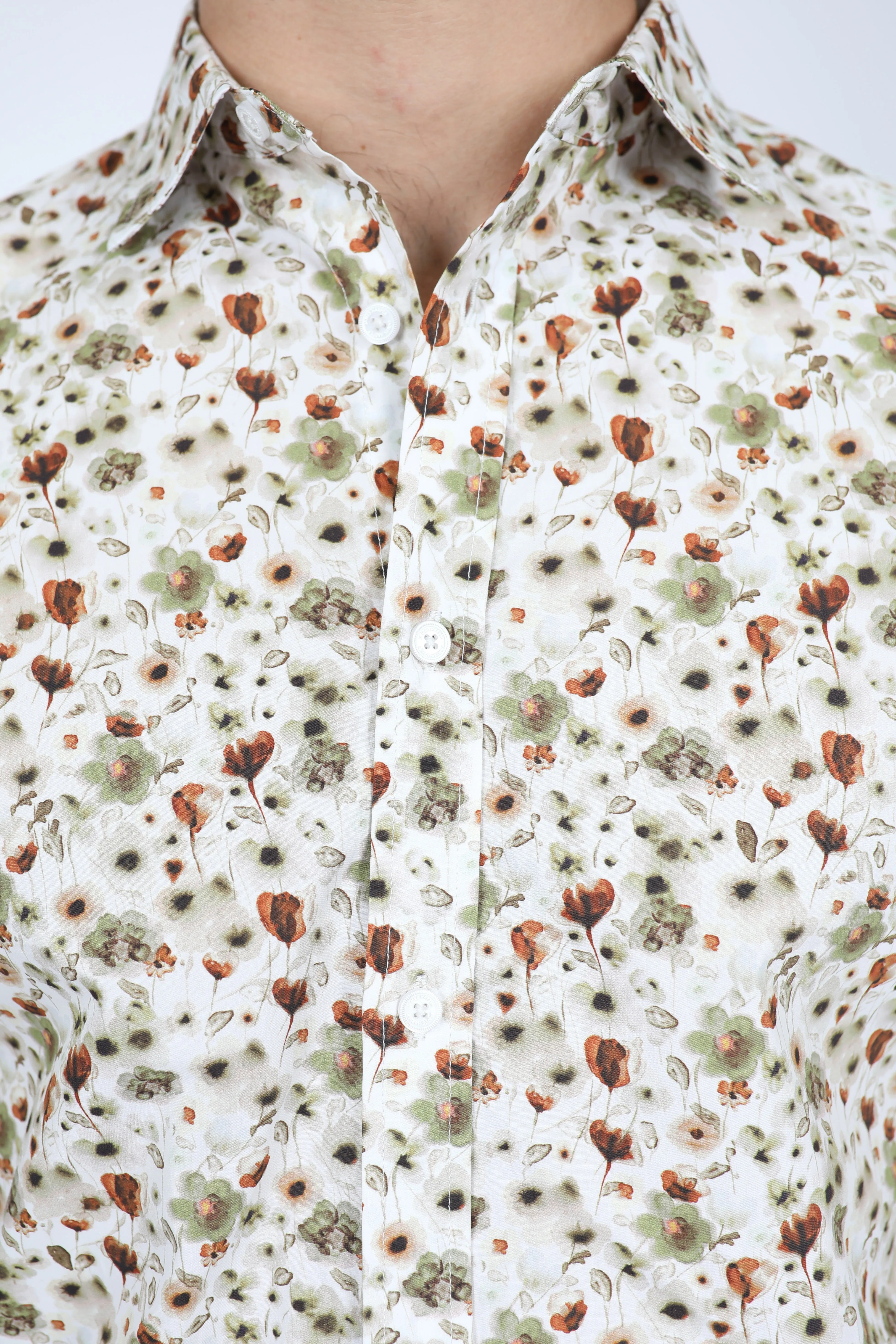 Blooms Pebble Peached Cotton Poplin Shirt