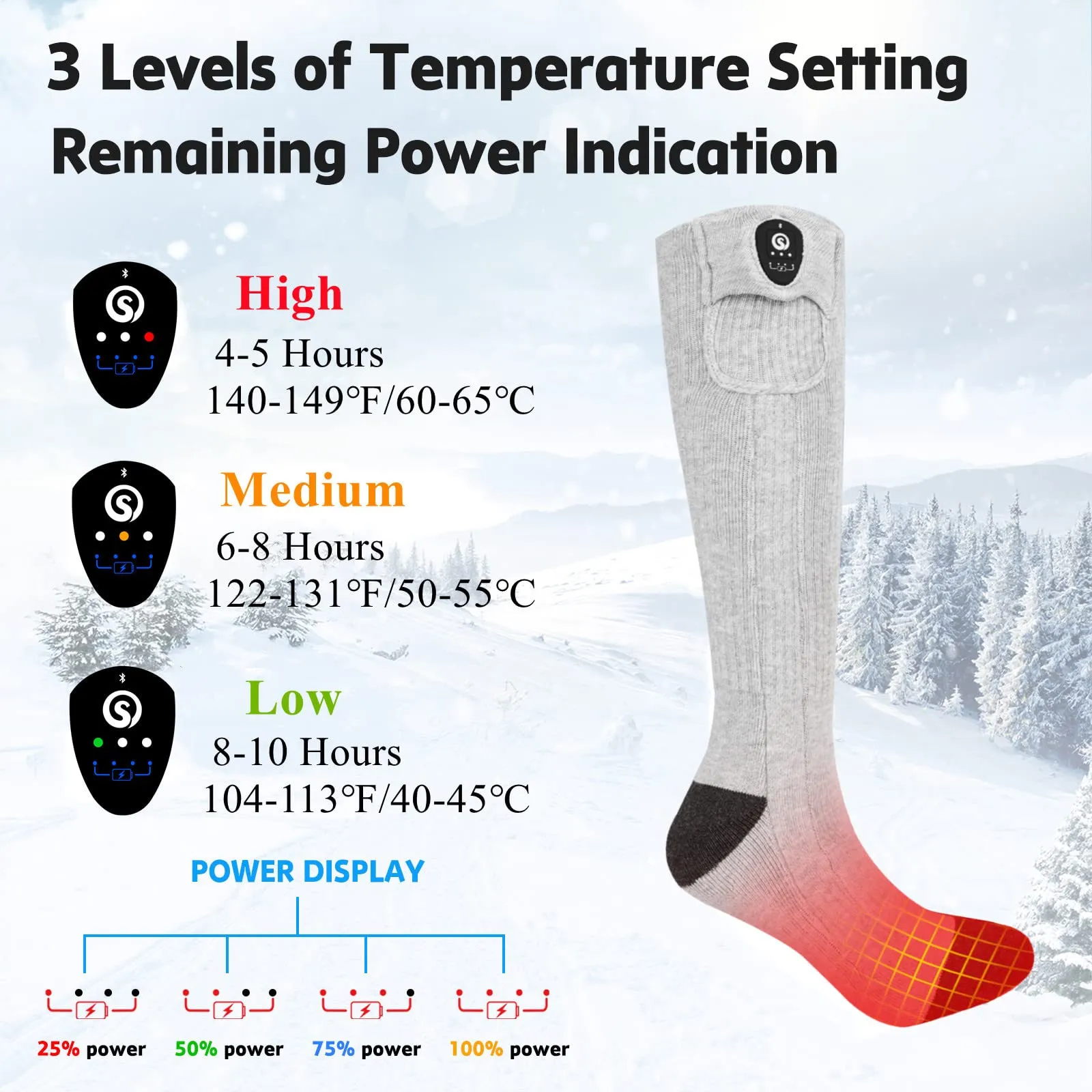 Bluetooth Enabled Mobile Warming Heated Socks