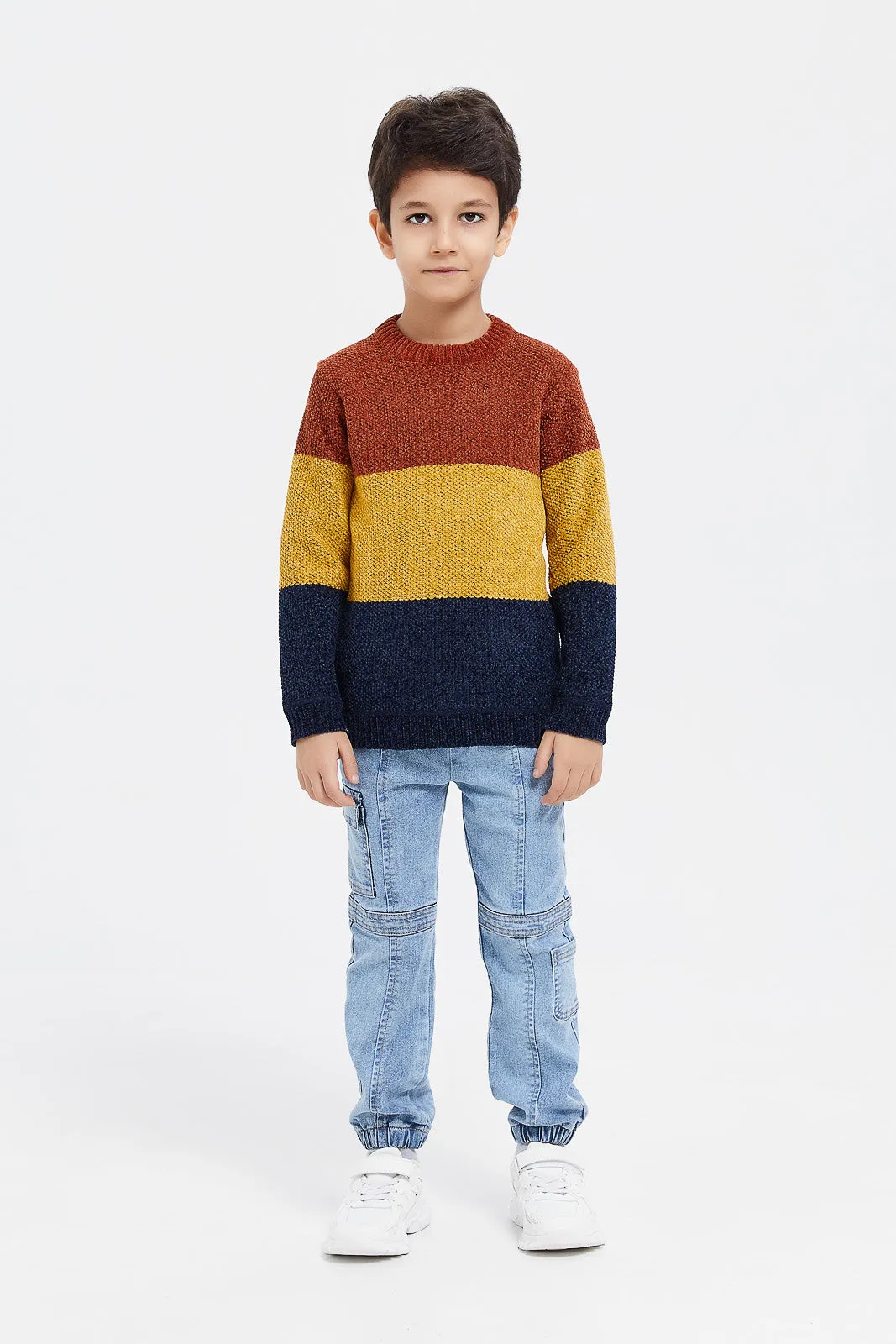 Boys Assorted Chenille Color Block Bonded Jumper