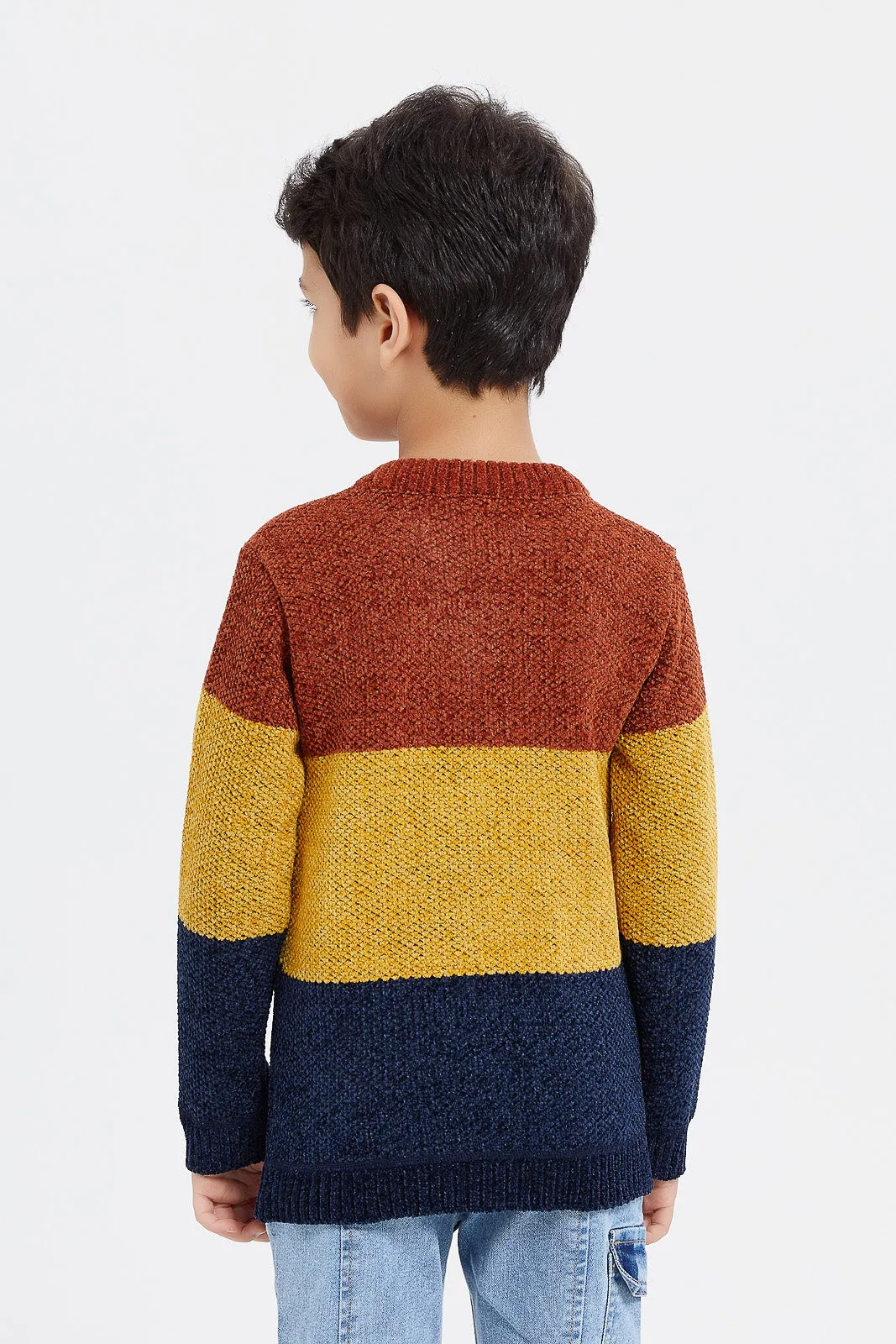 Boys Assorted Chenille Color Block Bonded Jumper