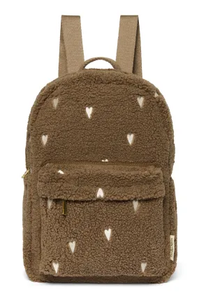 Brown Teddy Hearts MIDI Backpack with Front Pocket