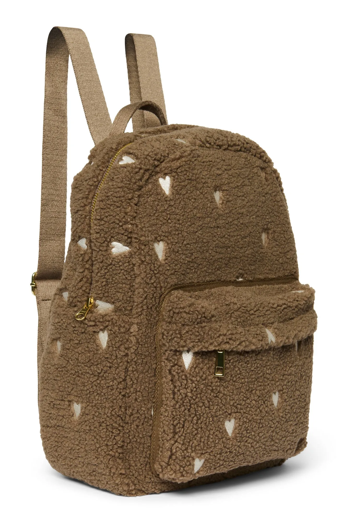 Brown Teddy Hearts MIDI Backpack with Front Pocket