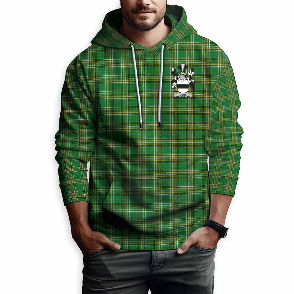 Burt Irish Clan Tartan Hoodie with Coat of Arms