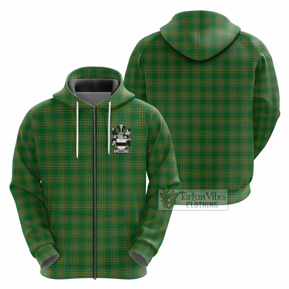 Burt Irish Clan Tartan Hoodie with Coat of Arms