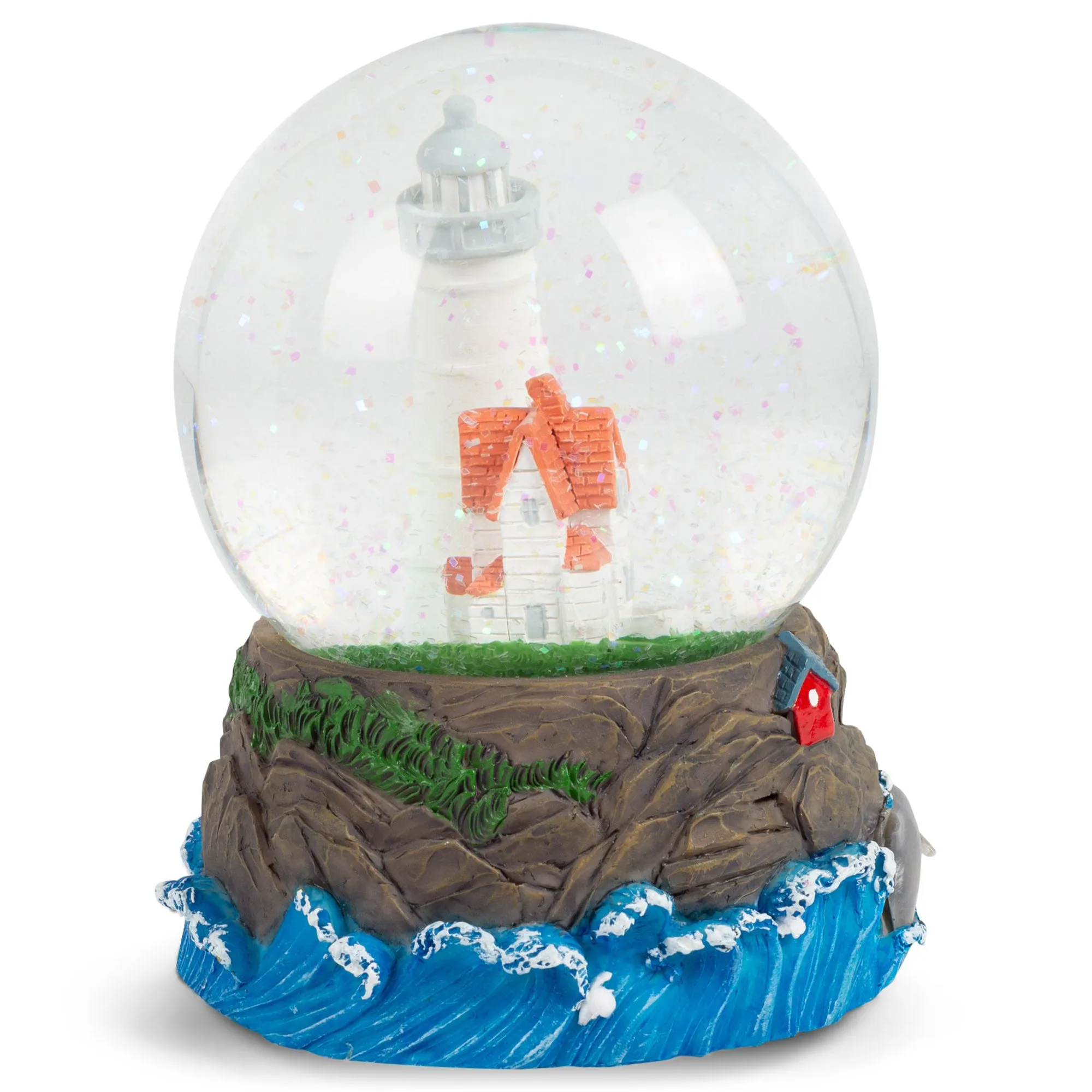 Cape Cod Lighthouse Cottage 100MM Music Snow Globe Plays Tune By the Beautiful Sea