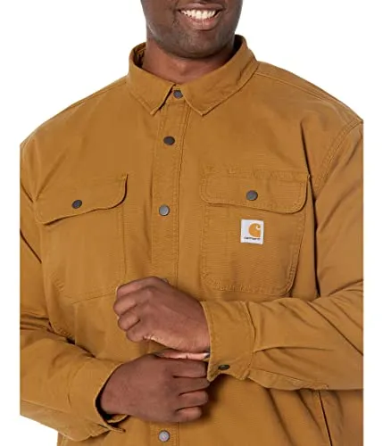 Carhartt 105419 Men's Rugged Flex Relaxed Fit Canvas Fleece Lined Shirt Jac