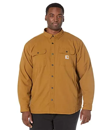 Carhartt 105419 Men's Rugged Flex Relaxed Fit Canvas Fleece Lined Shirt Jac