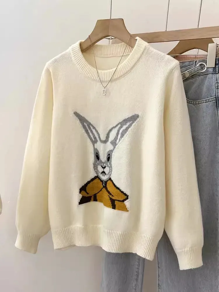 Cartoon Pullover Sweater for Women Korean Knitting Coat Female Autumn And Winter Animal Thick Kawaii Winter Tops C-282