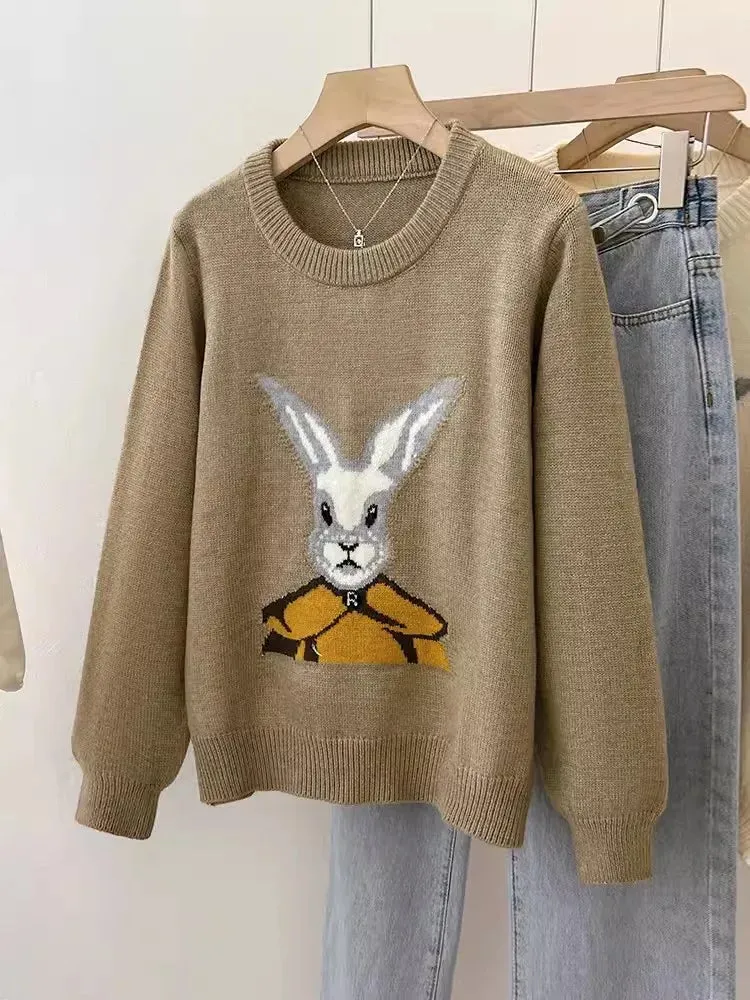 Cartoon Pullover Sweater for Women Korean Knitting Coat Female Autumn And Winter Animal Thick Kawaii Winter Tops C-282