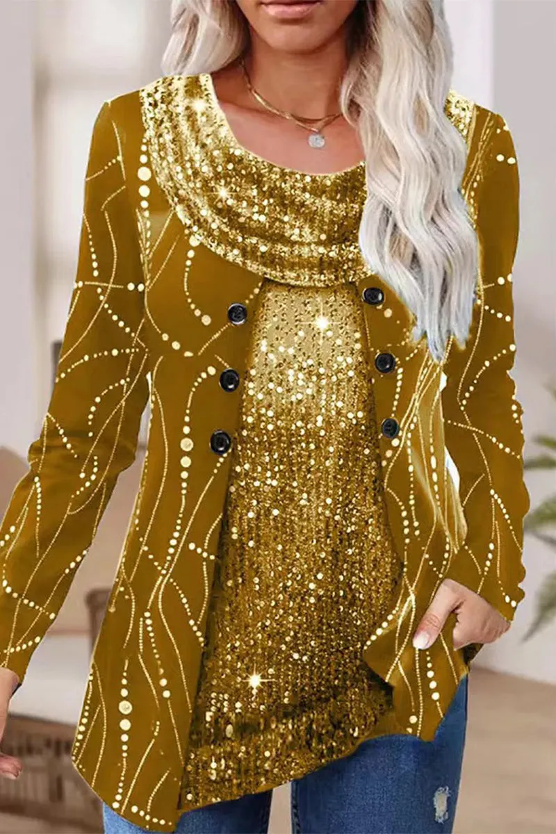 Casual Street Solid Sequins Scarf Collar Tops