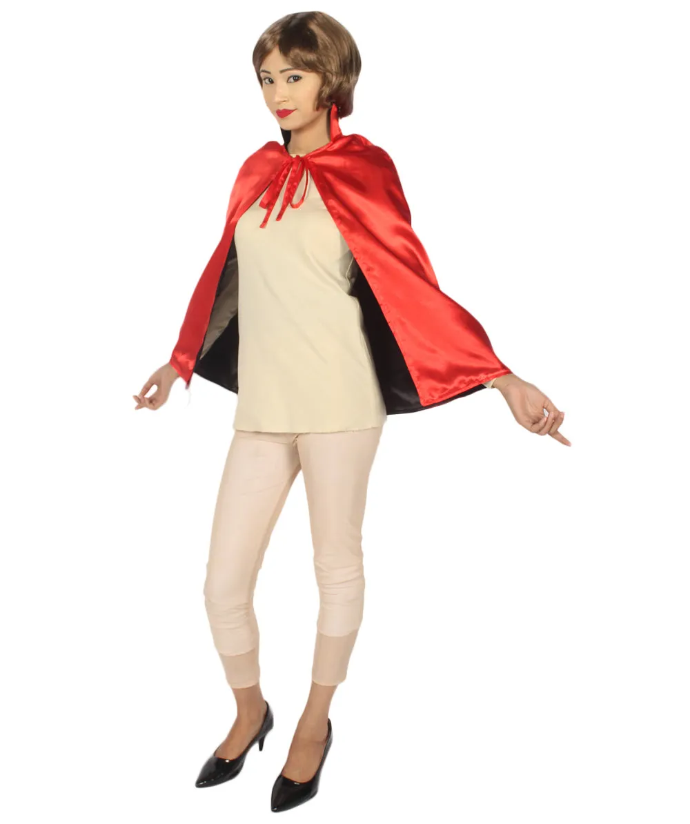 Child's King/Queen Reversible Vampire Cape Costume | Red & Black Cosplay