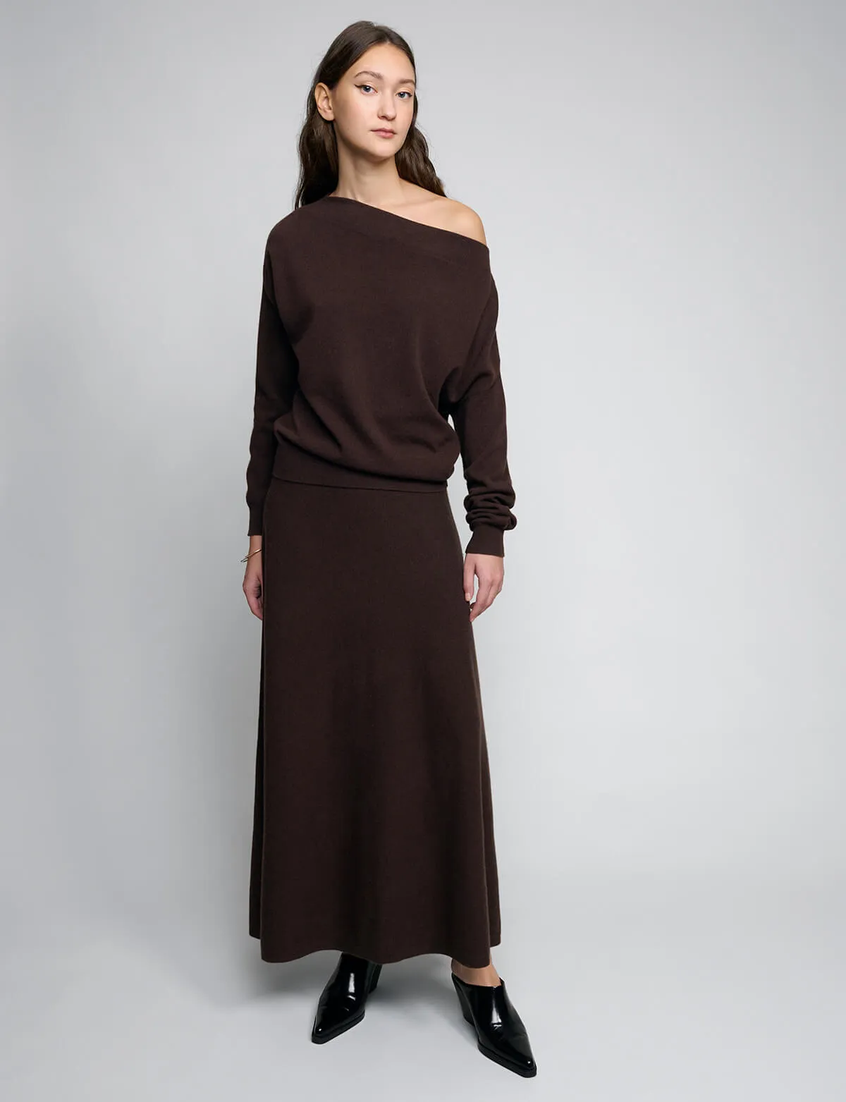 Chocolate Knit Maxi Skirt