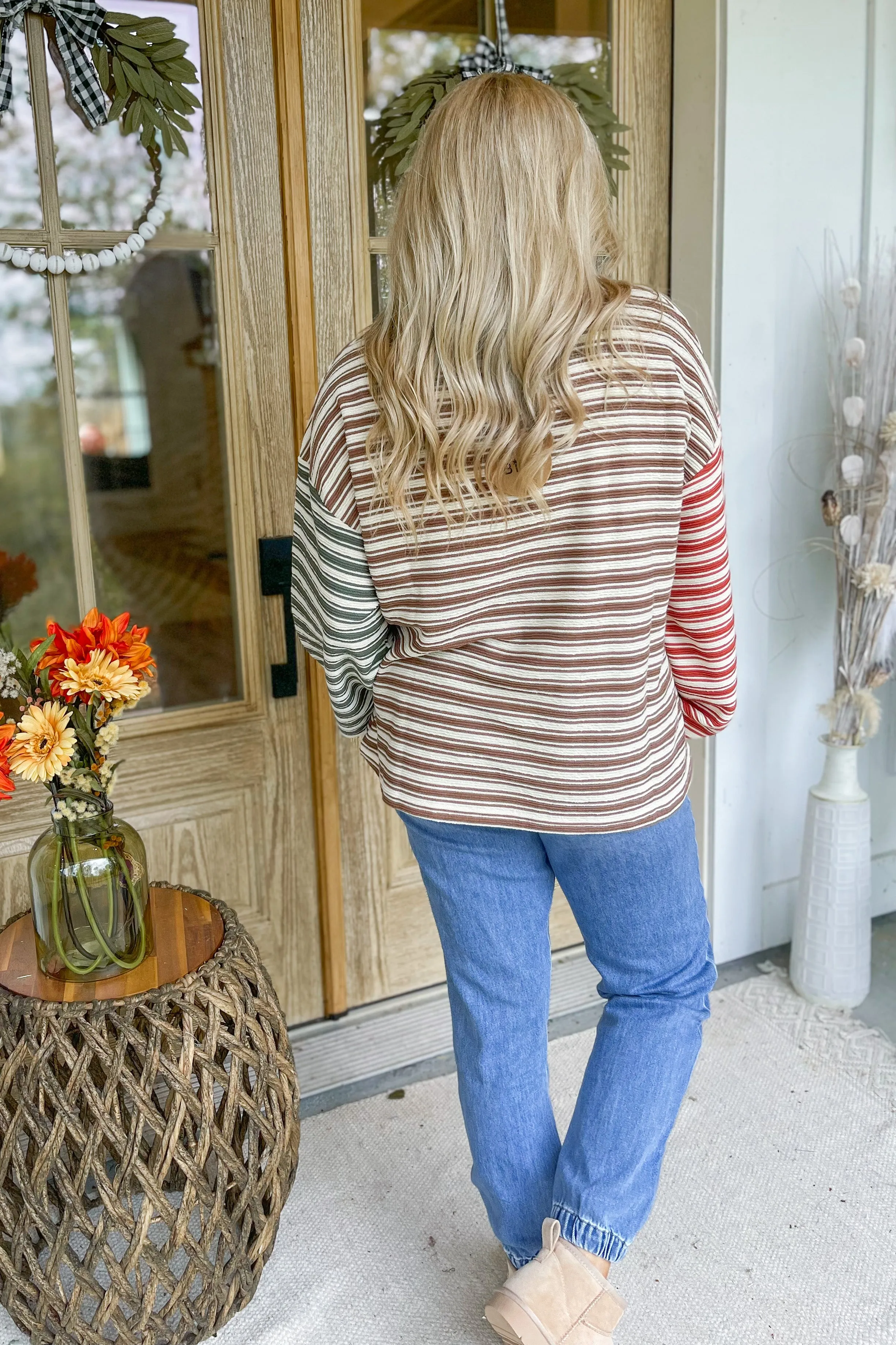 Clark Striped Knit Color Block Pullover