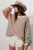 Clark Striped Knit Color Block Pullover