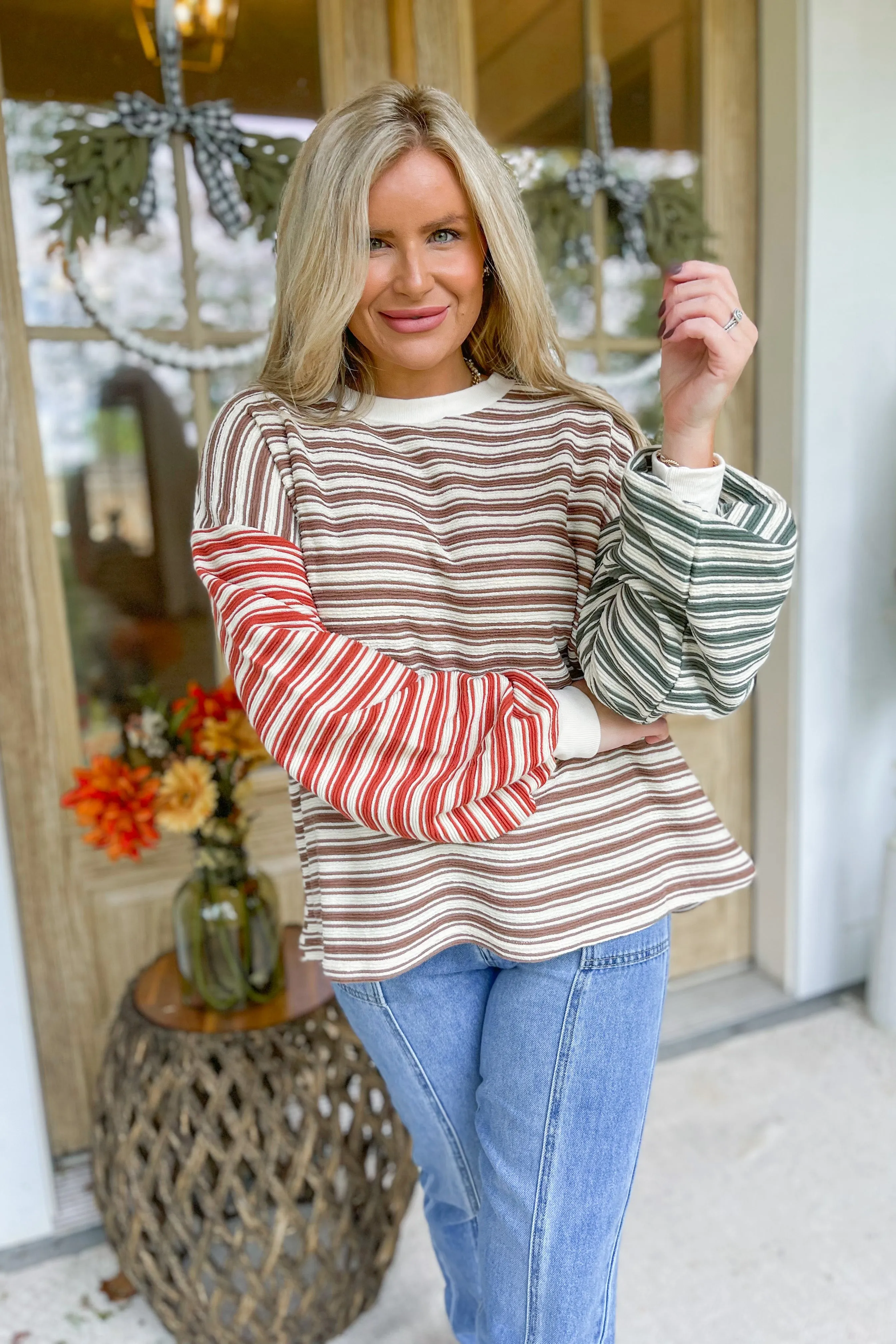 Clark Striped Knit Color Block Pullover