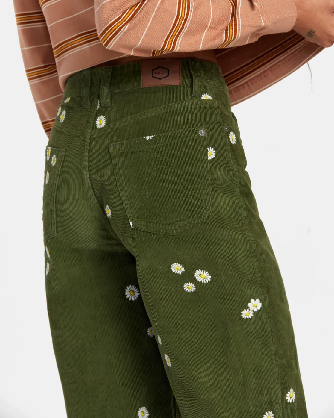 Coco Embroidered Wide Leg Pants - Leaf