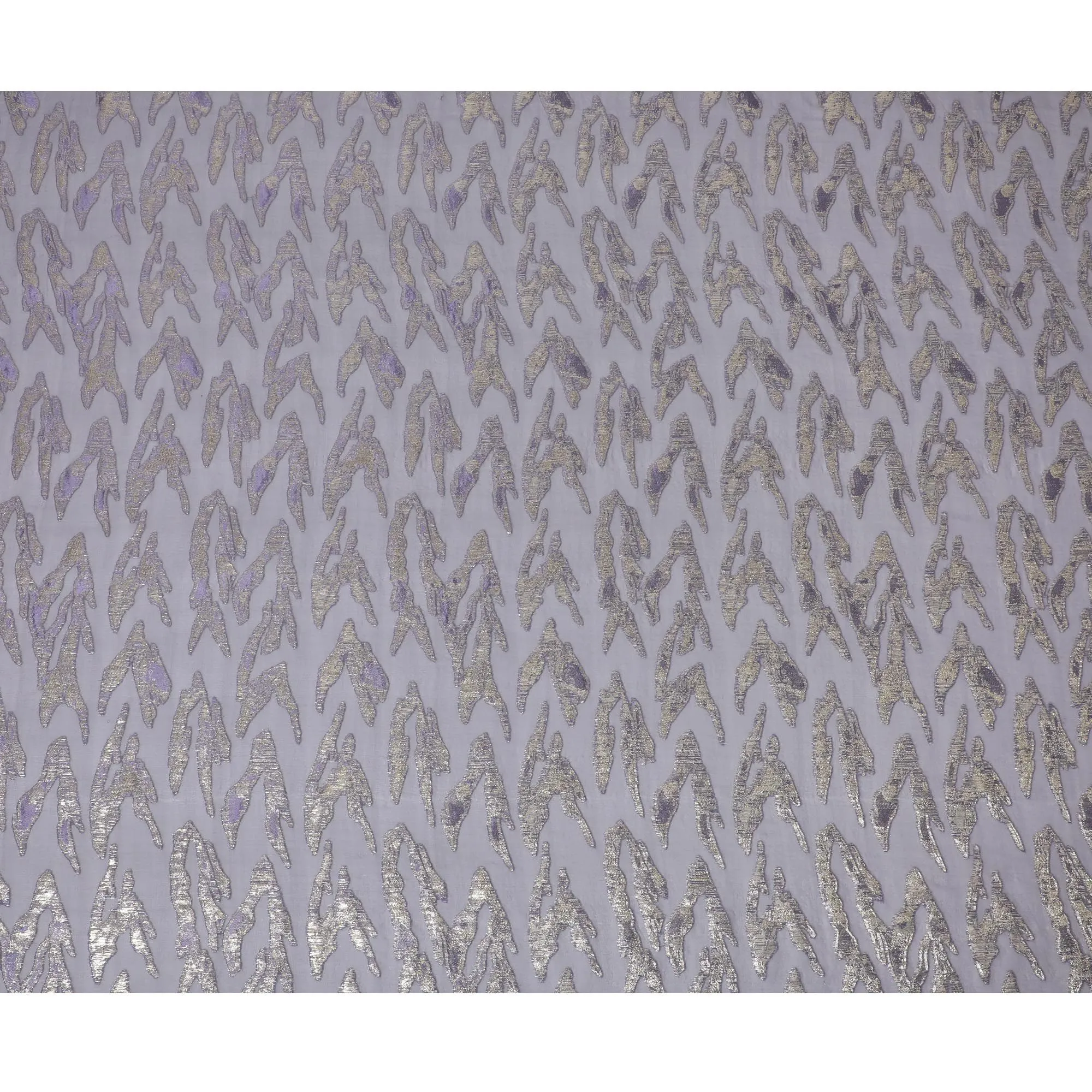 Coin grey premium pure silk chiffon fabric with lavender gold metallic lurex in abstract design-D16876