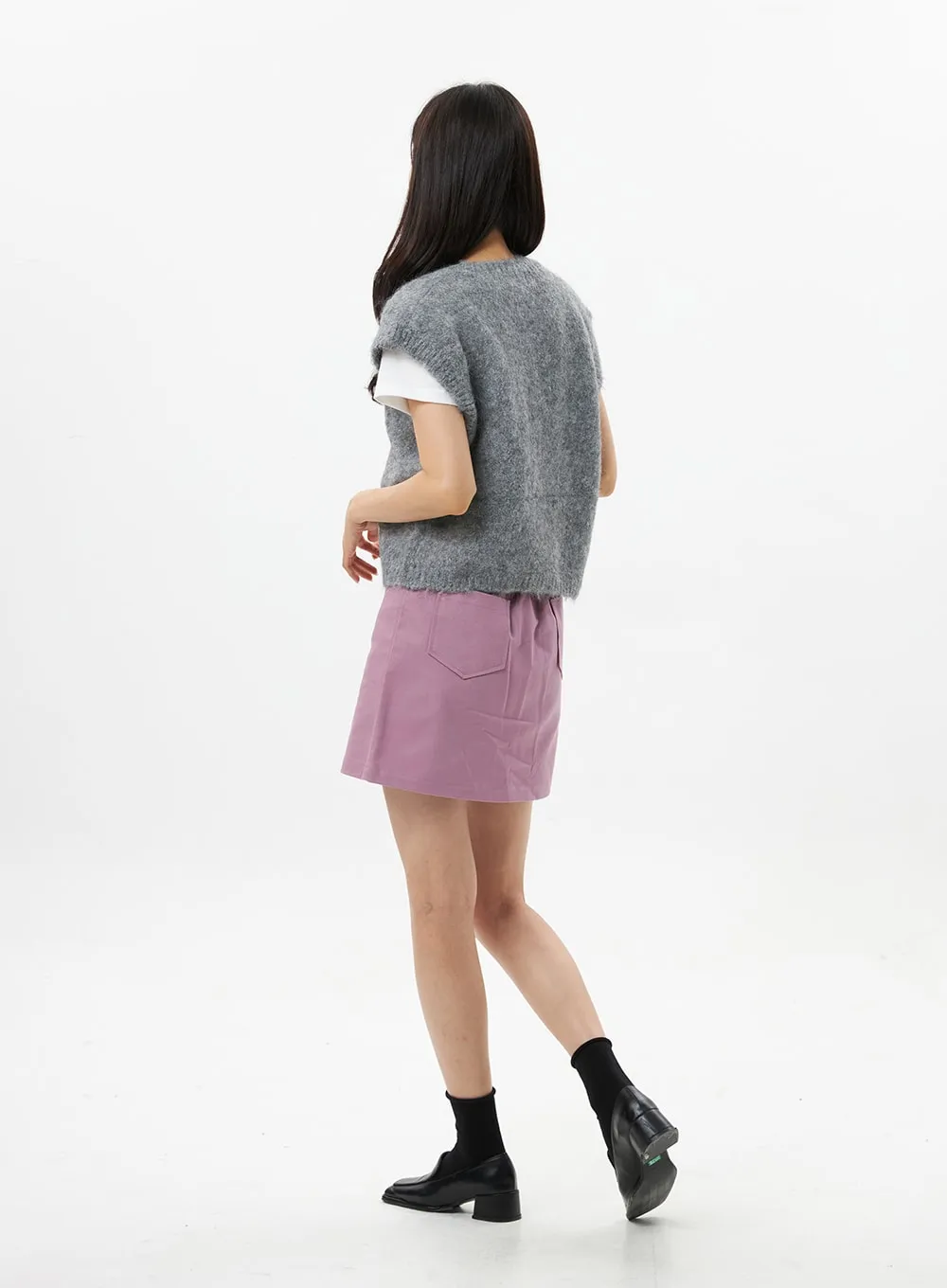 Cotton Solid Mini Skirt OS319