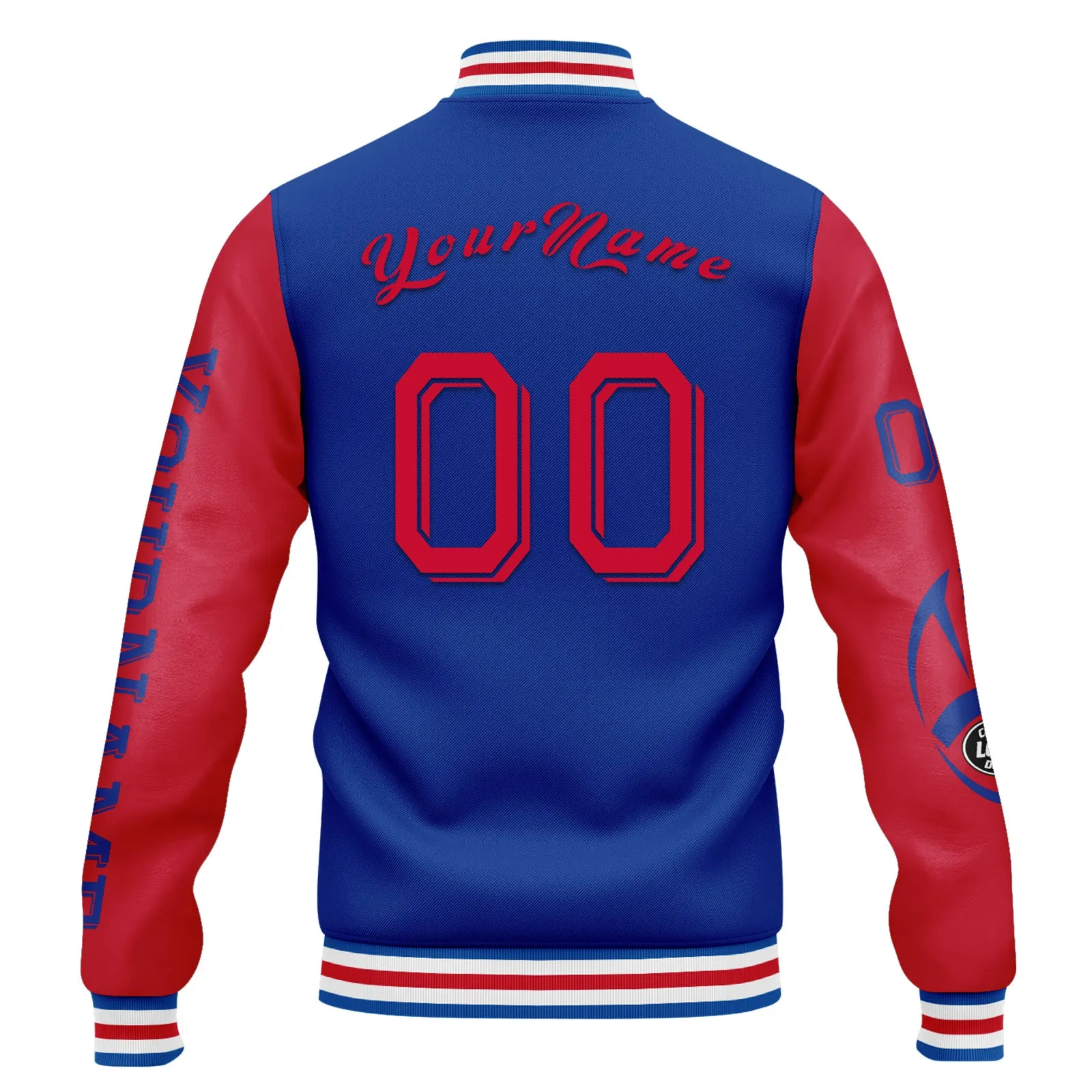 Custom Blue Red Buffalo Jacket Bomber Full-Snap Varsity Letterman Personalized Jacket FZ005SX-D020290-4