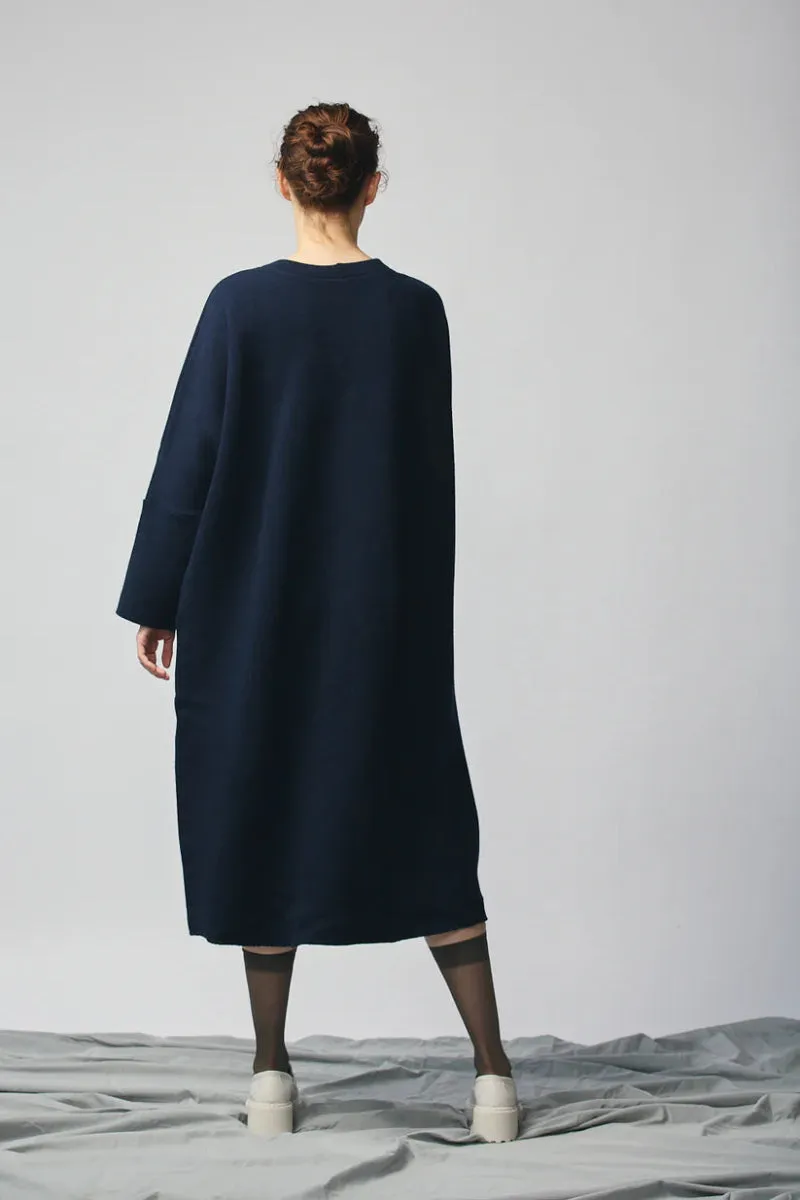 Devlyn van Loon Pullover Sweatshirt Dress (Navy Wool)