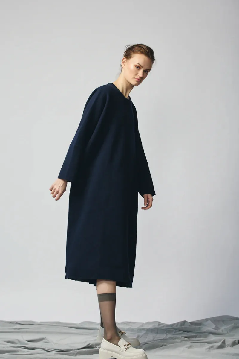 Devlyn van Loon Pullover Sweatshirt Dress (Navy Wool)