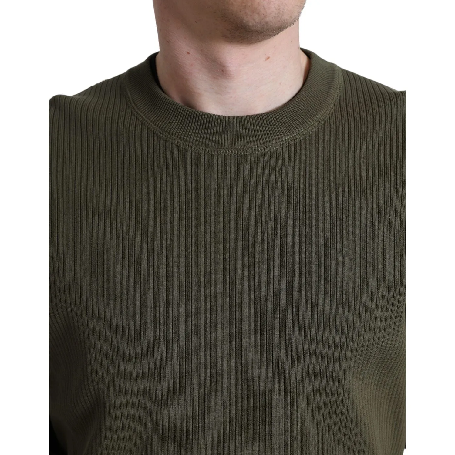 Dolce & Gabbana Elegant Green Crew Neck Cotton Sweater